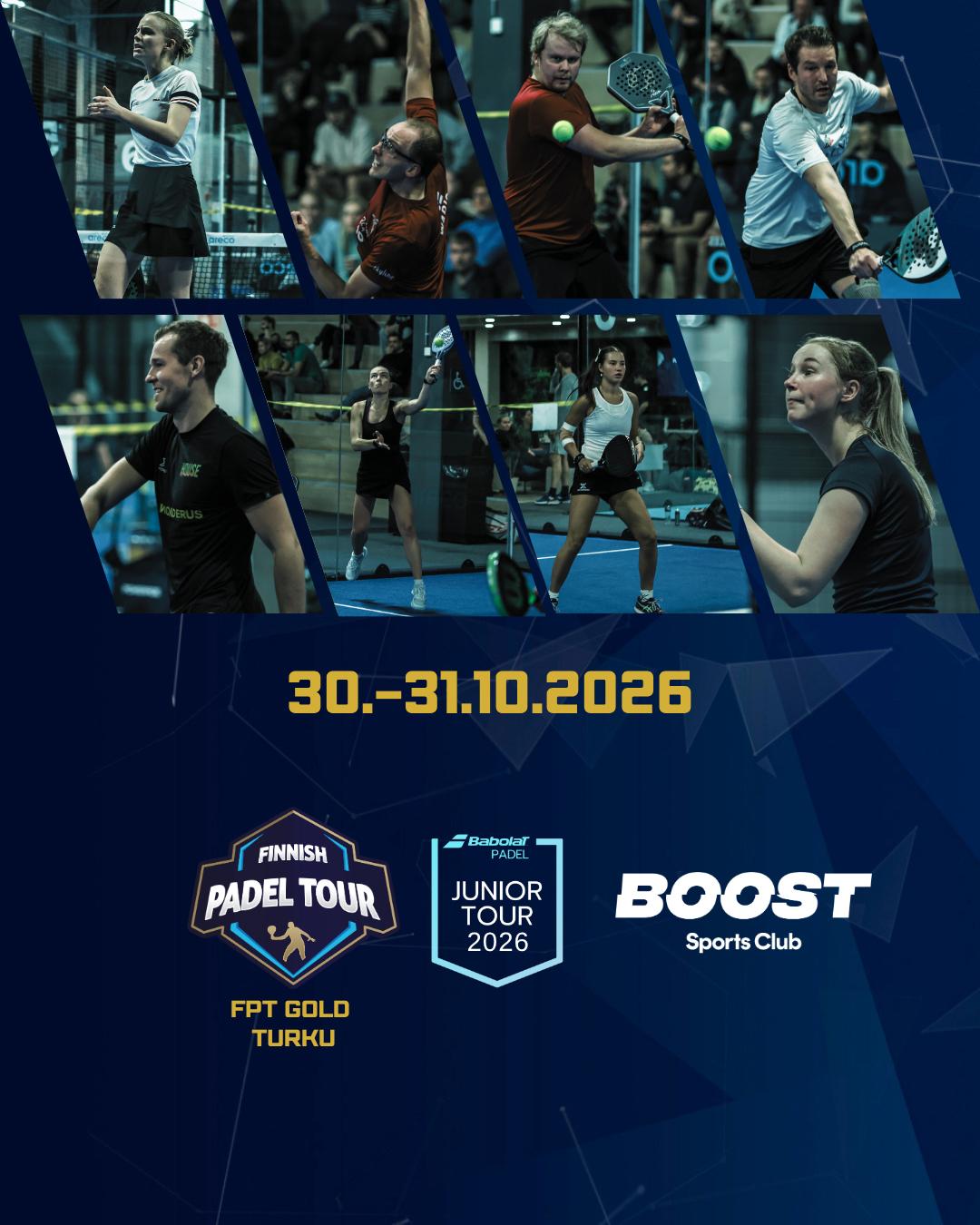 Finnish Padel Tour Gold Turku – padelpelaajia Boost Sports Clubin kentillä